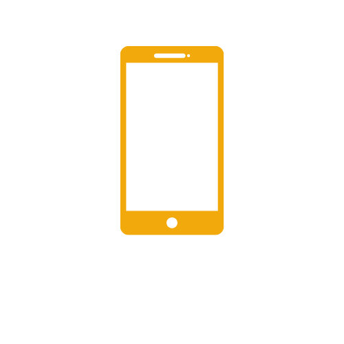 Orange outline of smartphone icon